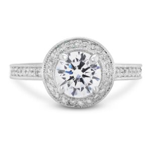 Milgrain Halo Engagement Ring (14kt White)