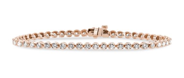 Round-Link Diamond Tennis Bracelet (3 carats) 14kt Rose