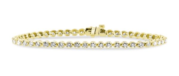 Round-Link Diamond Tennis Bracelet (3 carats) 14kt Yellow