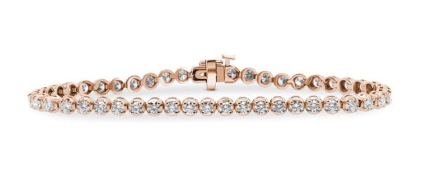 Round-Link Diamond Tennis Bracelet (4 carats) 14kt Rose