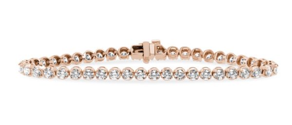 Round-Link Diamond Tennis Bracelet (5 carats) 14kt Rose