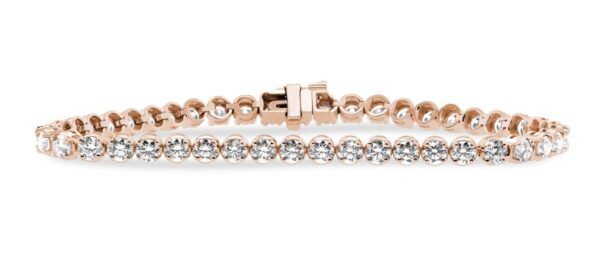 Round-Link Diamond Tennis Bracelet (6 carats) 14kt Rose