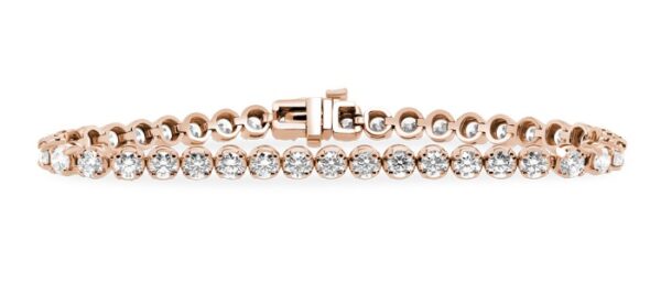 Round-Link Diamond Tennis Bracelet (7 carats) 14kt Rose