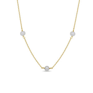 Freshwater Pearl Station Necklace (14kt Yellow Gold)