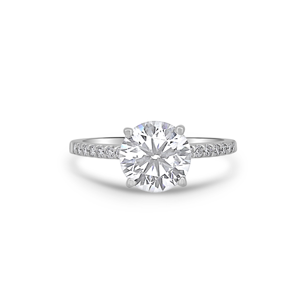 Our Classic Accented Engagement Ring, pictured with a 2.81 carat "F" Color and "VS1" Clarity Center Diamond.