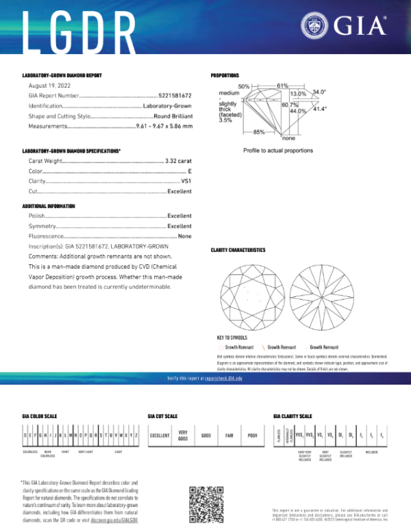 3.32 carat GIA Graded Lab-Grown Round Diamond - Image 2