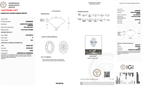2.90 carat IGI Graded Lab-Grown Oval Diamond - Image 2