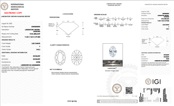 2.52 carat IGI Graded Lab-Grown Oval Diamond - Image 2