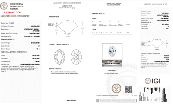 3.16 carat IGI Graded Lab-Grown Oval Diamond - Image 2