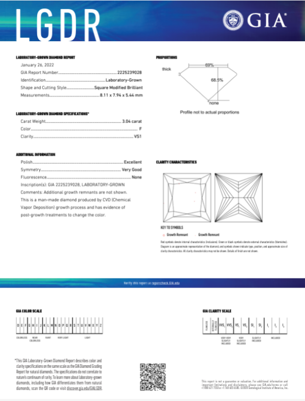 3.04 carat GIA Graded Lab-Grown Princess-Cut Diamond - Image 2