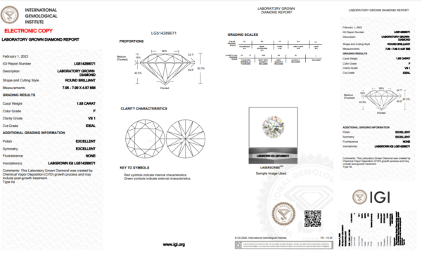 1.93 carat IGI Graded Lab-Grown Round Diamond - Image 2