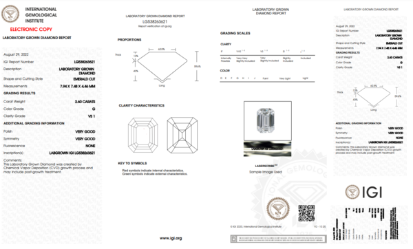 2.60 carat IGI Graded Lab-Grown Emerald-Cut Diamond - Image 2