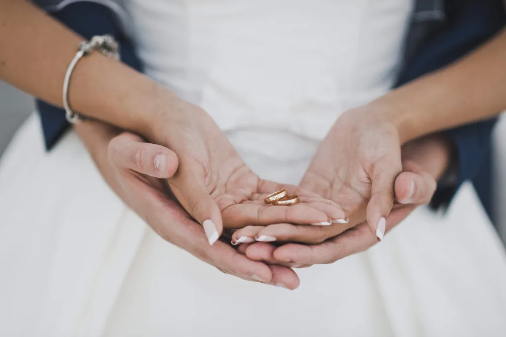 Wedding Rings exchanged by man and wife at the wedding.