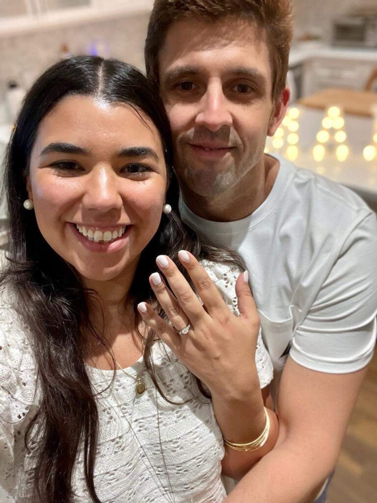 Sammi and JP's beautiful heirloom engagement ring featuring an old diamond from a family member's ring