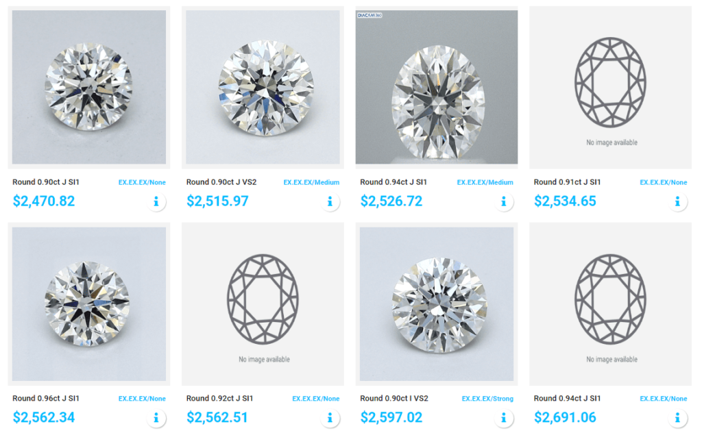 Roughly 1 carat Natural Diamonds, the "average" size for an Engagement Ring