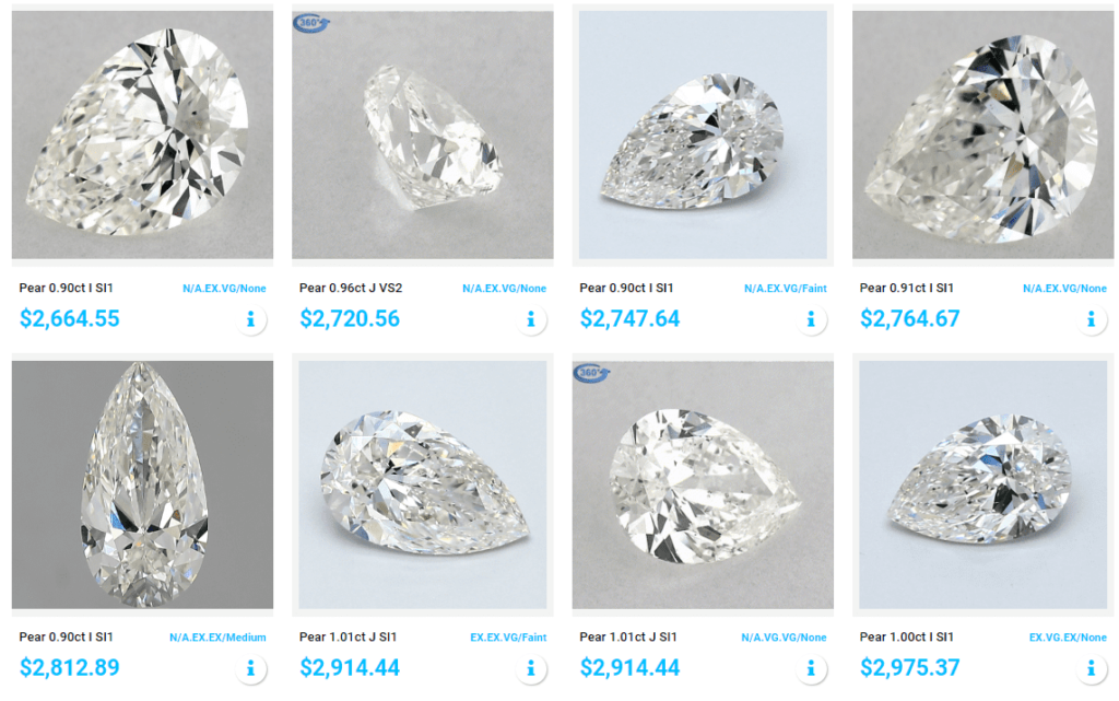 Roughly 1 carat Natural Diamonds, the "average" size for an Engagement Ring