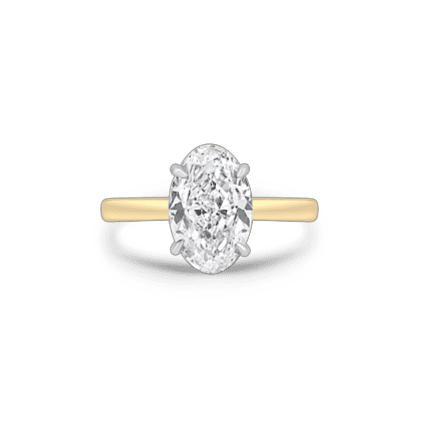 Oval Engagement Ring, white gold setting and yellow gold shank