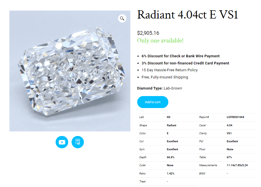 Radiant Diamond for an Engagement Ring well under 5000