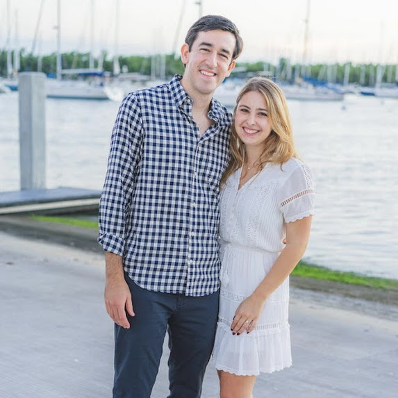 Happily engaged couple after proposal